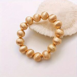 Brushed Beaded Ball Gold Elastic Bracelet Fashion Jewelry